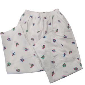 Vintage Sanibel Sport Cotton Blend Pants with Fish Pattern, Size XL Petite